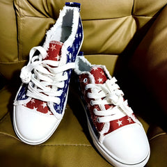 Women's Star Pattern Canvas Shoes Casual Lace Up Low Top Lightweight Shoes