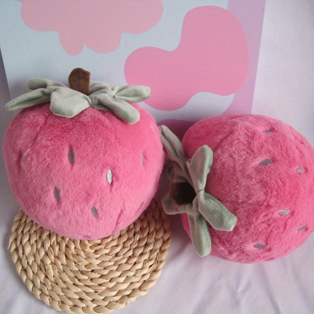 Soft Strawberry Plush Toy Fruit Doll with Green Leaves