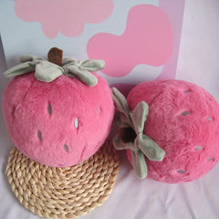 Soft Strawberry Plush Toy Fruit Doll with Green Leaves