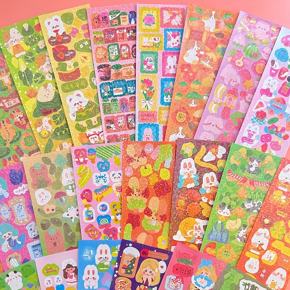 100pcs Random Laser Card Stickers Creative Diy Cartoon Stickers