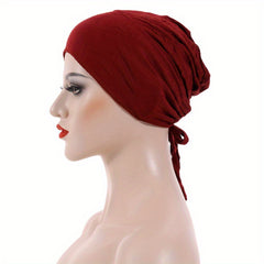 Elastic Turban Soft Head Wrap Underscarf Women Lace Up Beanie