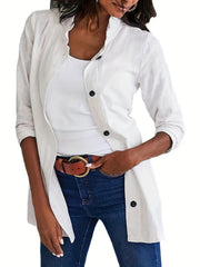  Casual Blouse Women's Solid Lapel Collar Button Up Long Sleeve