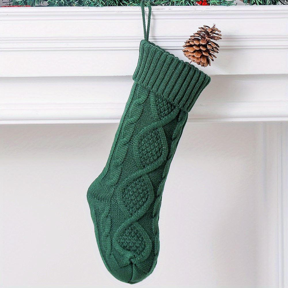 2 Pack 45 72 Cm Cable Knitted Large Size Christmas Stockings & Decorations
