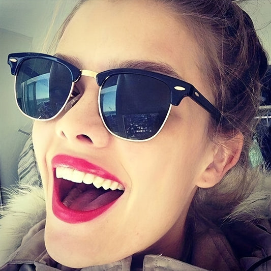 Metal Sunglasses Anti Light Rivet Decor Glasses UV400