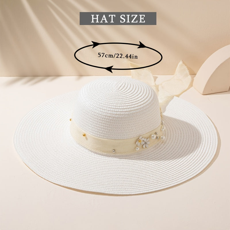 Wide Brim Straw Hat Sunshade Chain Decoration Gift For Her