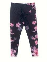  Floral Print High Rise Stretch Leggings