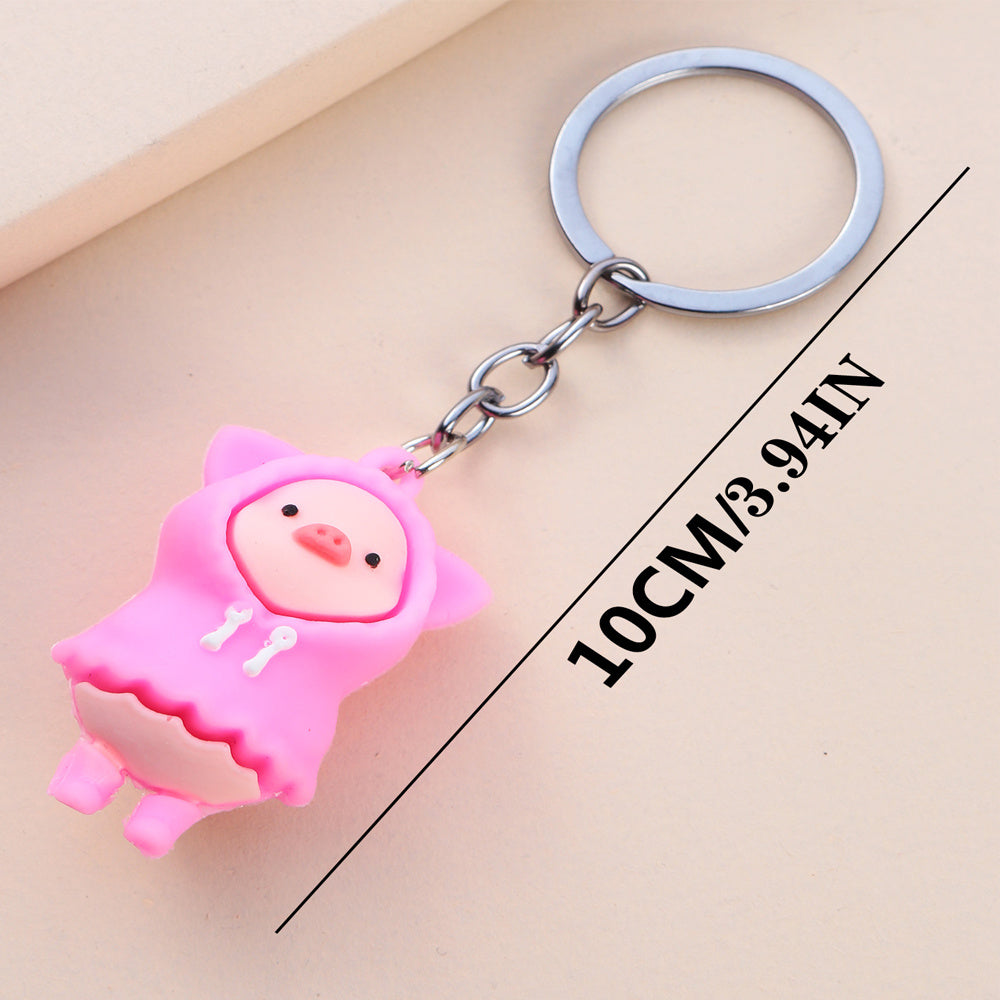 PVC Raincoat Pig Key Ring 1PCS Cute Keychain for Kids