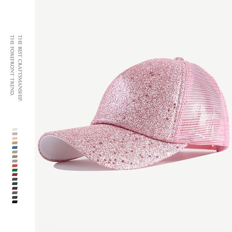 Sequin Fluorescent Baseball Cap Candy Casual Sports Hat Mesh Breathable Trucker