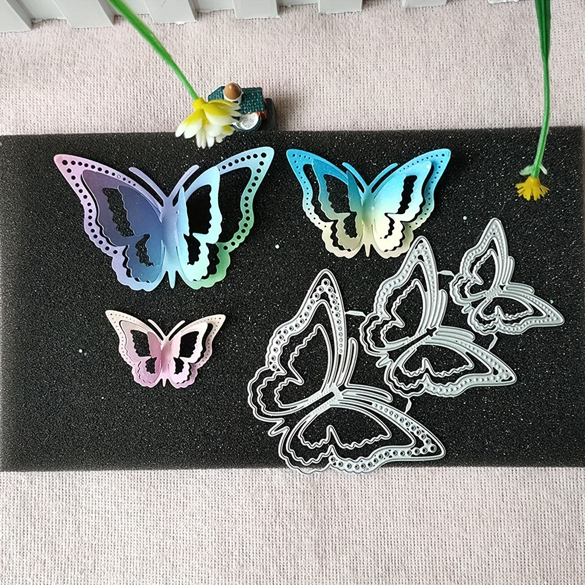 1pc Three Butterflies Metal Cutting Die For Card Making Scrapbook Diy Album Embo