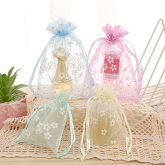 10pcs Colorful Organza Flower Gift Bags for Jewelry Cosmetics