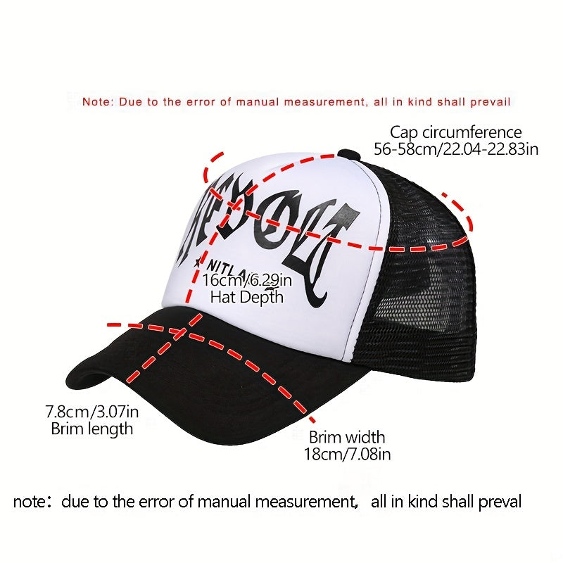 Gothic Letter Print Mesh Trucker Hat Baseball Cap for Women & Men
