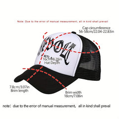 Gothic Letter Print Mesh Trucker Hat Baseball Cap for Women & Men