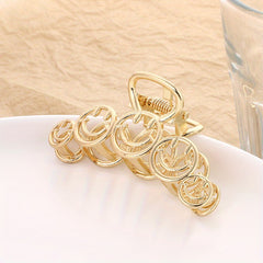 Vintage Smile Face Hair Claw Clip Strong Hold Alloy Hair Claw