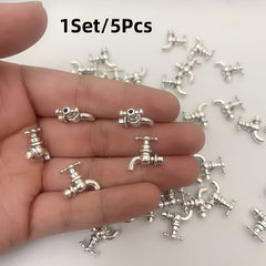 5pcs Mini Faucet Metal Model for Dollhouse Collection Decoration