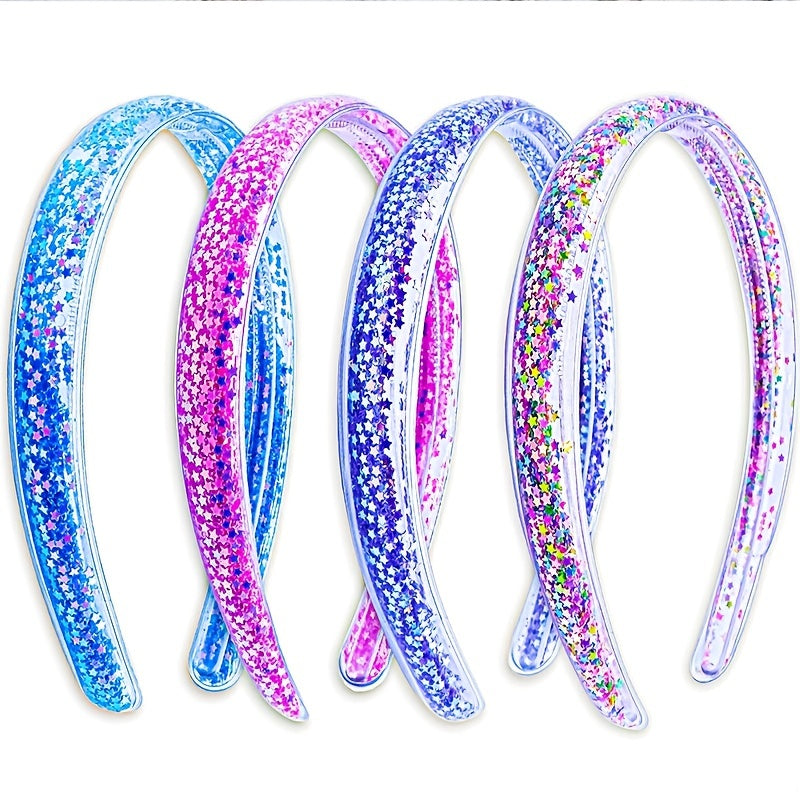 Glitter Headband Sparkly Confetti Rainbow Pink Purple for Kids