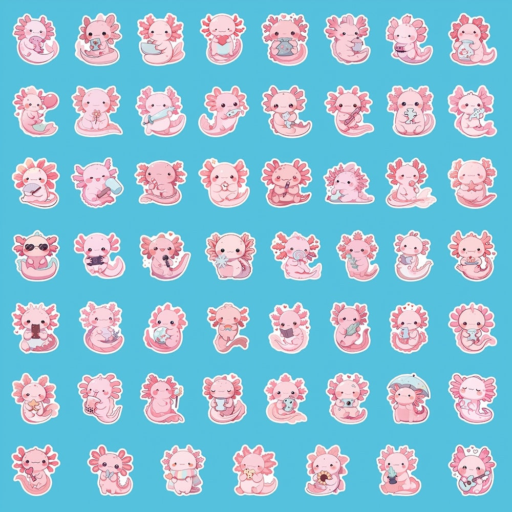 55pcs Axolotl Graffiti Stickers for Laptops, Water Bottles - Holiday In