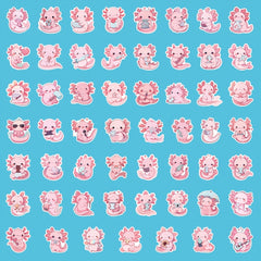 55pcs Axolotl Graffiti Stickers for Laptops, Water Bottles - Holiday In