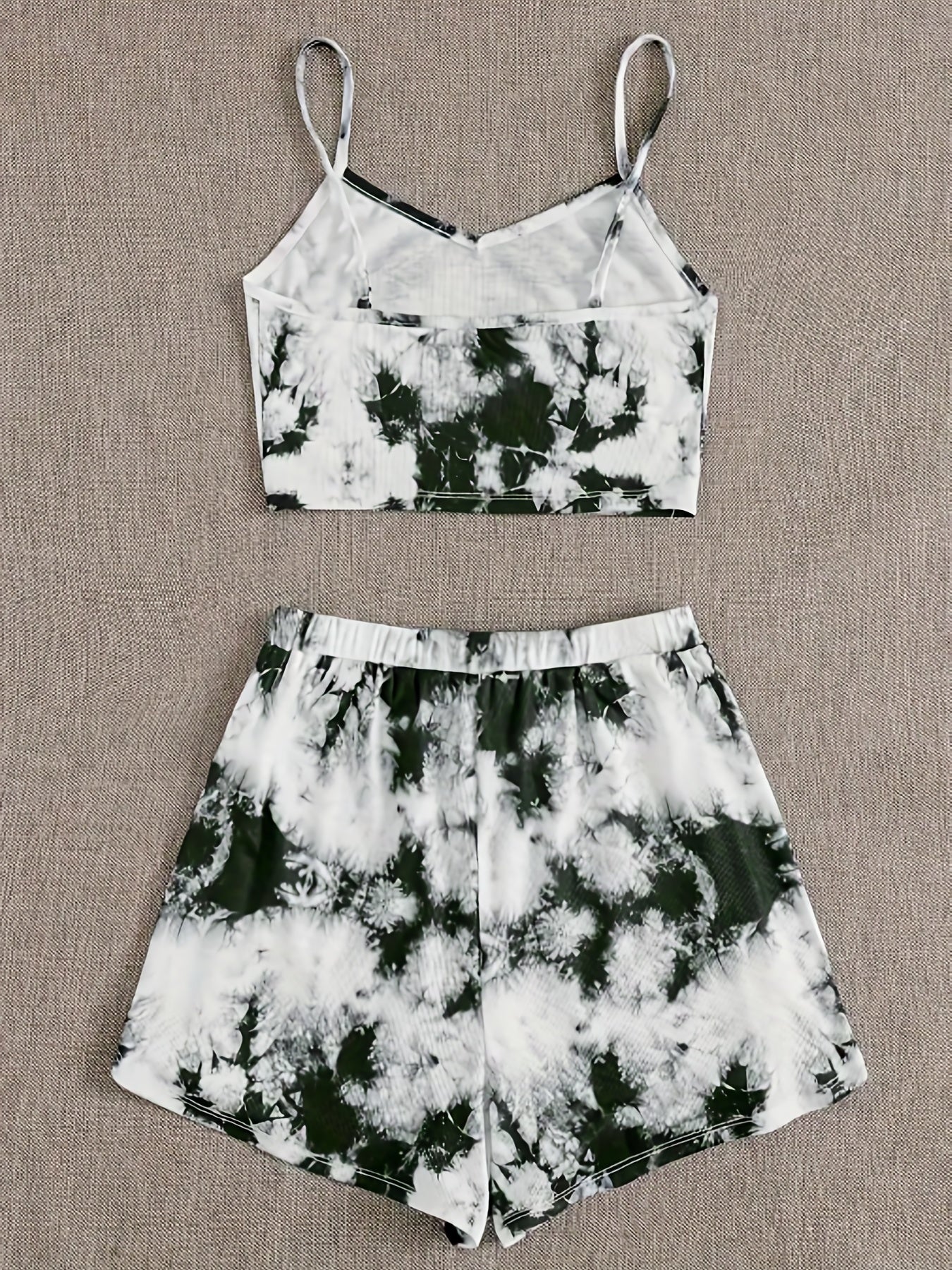  Tie Dye Crop Cami & Tie Shorts Pajama Set