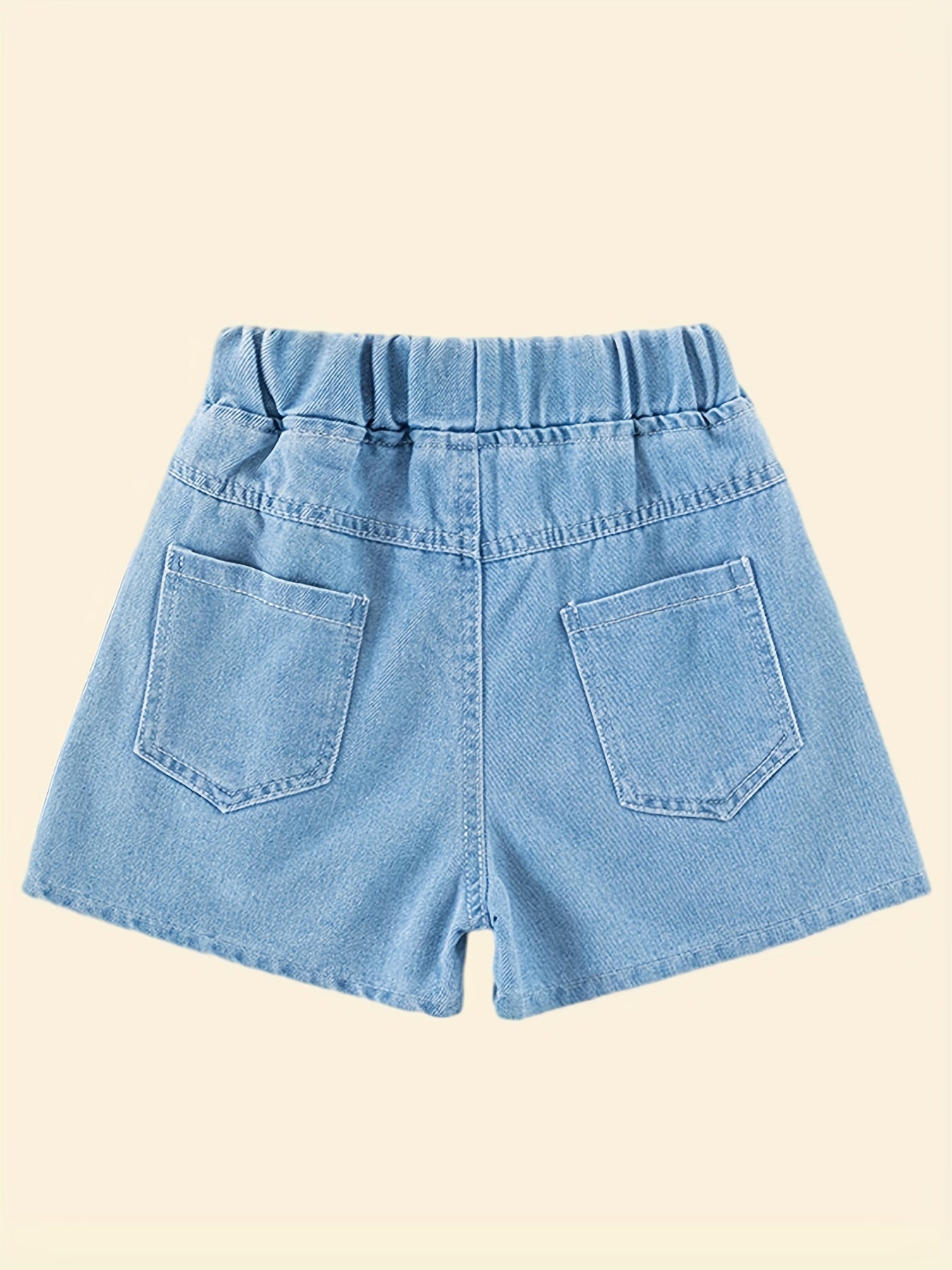 Girls' Bow Front Denim Shorts Elastic Waist