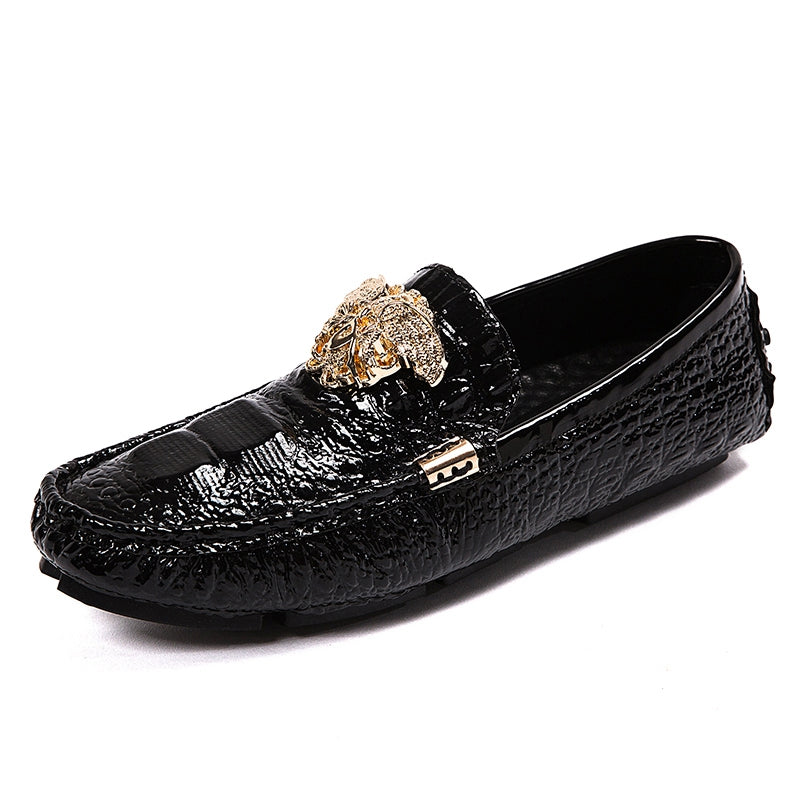 Women's Metal Decor Flat Loafers PU Leather Moccasin Shoes