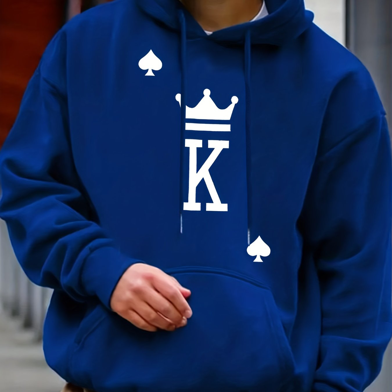 King Of Spades Print Hoodie Men's Graphic Pullover Hooded Sweatshirt