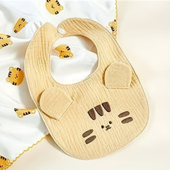 Baby Cotton Gauze Anti-Spitting Milk Bib Ear Embroidery Bib