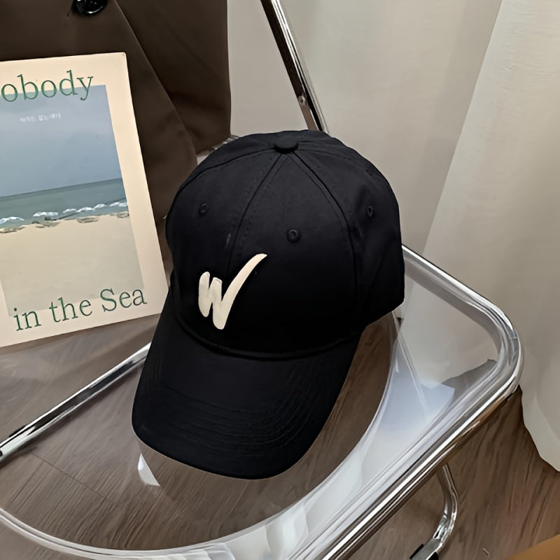Inclined W Embroidery Baseball Cap Women Casual Sunscreen Sports Hat