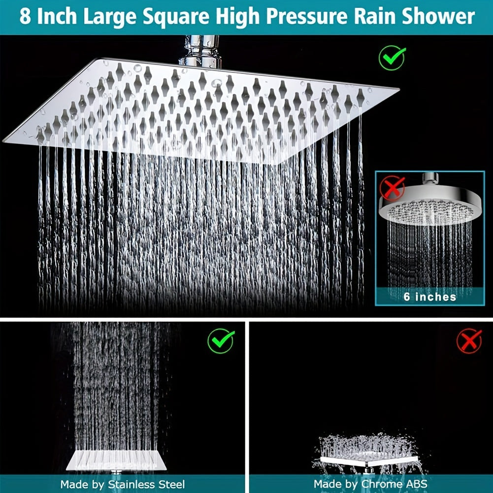 8'' Stainless Steel Rainfall Shower Head with Extension Arm