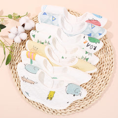 5pcs Fabric Baby Scarf Burp Cloth Bandana Bibs Newborn Printed Pattern