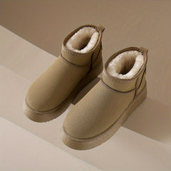 Women's Plush Lined Ankle Boots Slip On Comfortable Walking Shoes