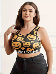 Pumpkin Print Seamless Bralette