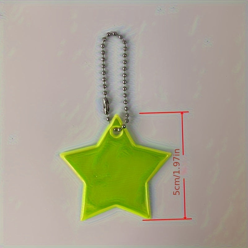 5pcs Reflective Pentagram Keychain Night Safety Ornament For Carabiner Backpack