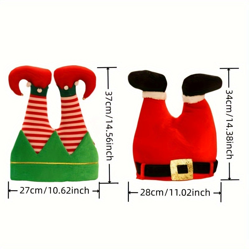 2pcs Funny Upside Down Elf & Clown Christmas Hats Halloween Cosplay Props