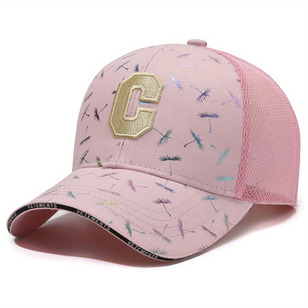 Embroidery Mesh Trucker Hat Dandelion Hot Stamping Hip Hop Couple Baseball Cap