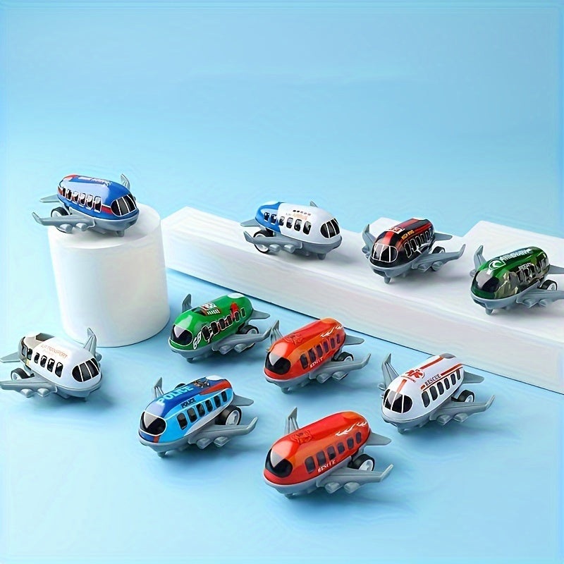 10pcs Mini Plastic Airplane Set Inertia Driven Party Favor Christmas Halloween