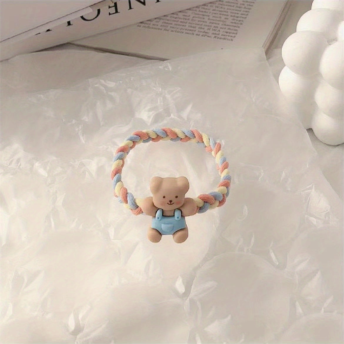 Cartoon Animal Hair Tie Two Tone Braided Hair Rope Elastic Hair Accessories