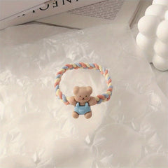 Cartoon Animal Hair Tie Two Tone Braided Hair Rope Elastic Hair Accessories
