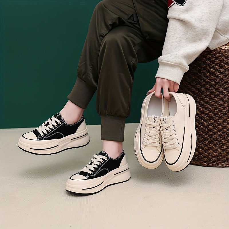 Women's Thick Bottom Lace Up Board Shoes