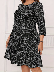  Stripe Print A Line Dress