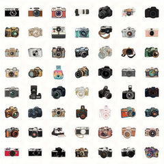 55 Camera Themed PVC Stickers for Scrapbooking Laptops Water Bottles