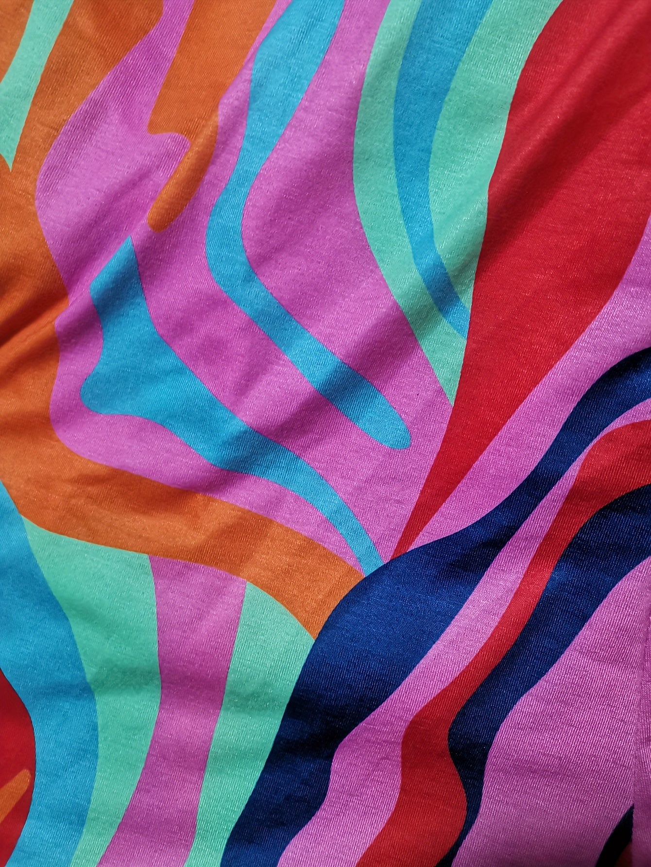  Colorblock Abstract Print V Neck Jumpsuit