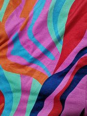  Colorblock Abstract Print V Neck Jumpsuit