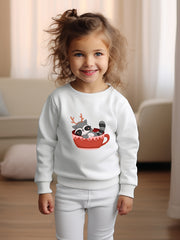 Raccoon Print Sweatshirt Kids Graphic Crew Neck Pullover Sweatshirt