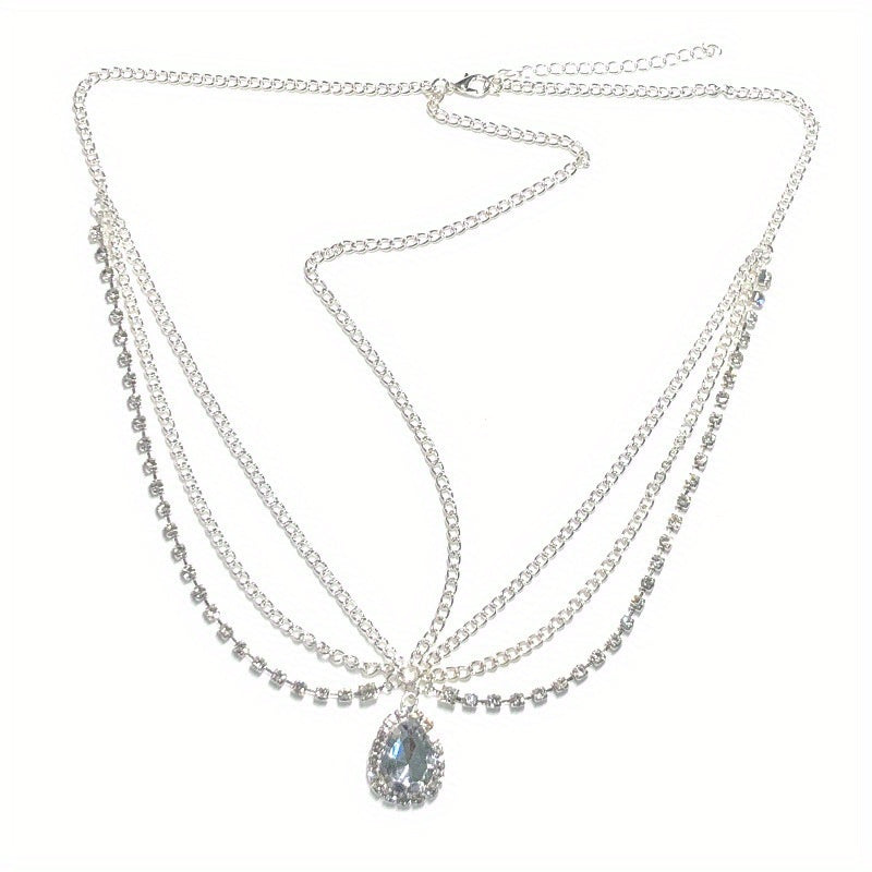 Crystal Rhinestone Water Drop Forehead Chain Headdress
