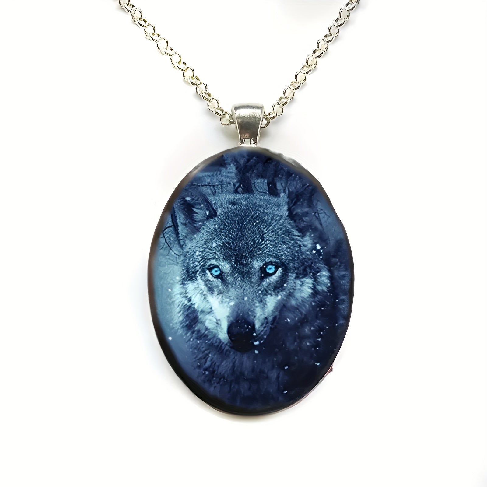 Totem Faith Wolf Head Round Pendant Necklace for Daughter
