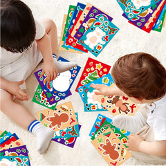 24pcs Christmas Stickers Santa Snowman Face Xmas Crafts Party Favors