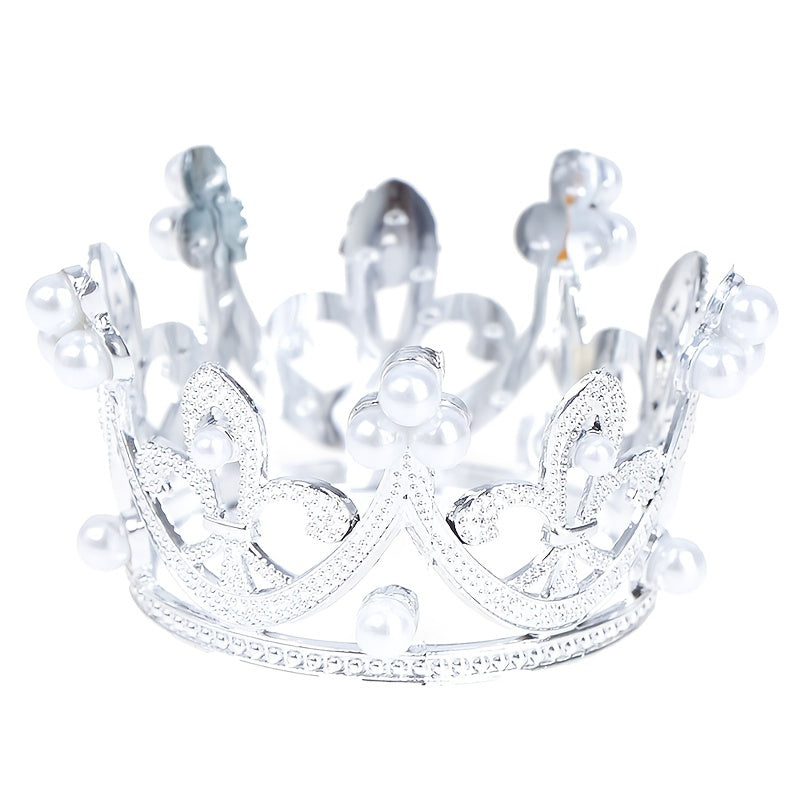 Mini Crown Princess Topper Crystal Pearl Hair Ornaments for Wedding