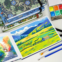 A5 Watercolor Sketchbook 100pg Hardcover Notebook Handpainted Journal