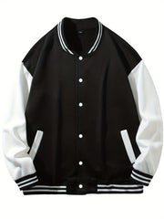 Heartbreaker Letter Print Rose Pattern Graphic Baseball Jacket Men
