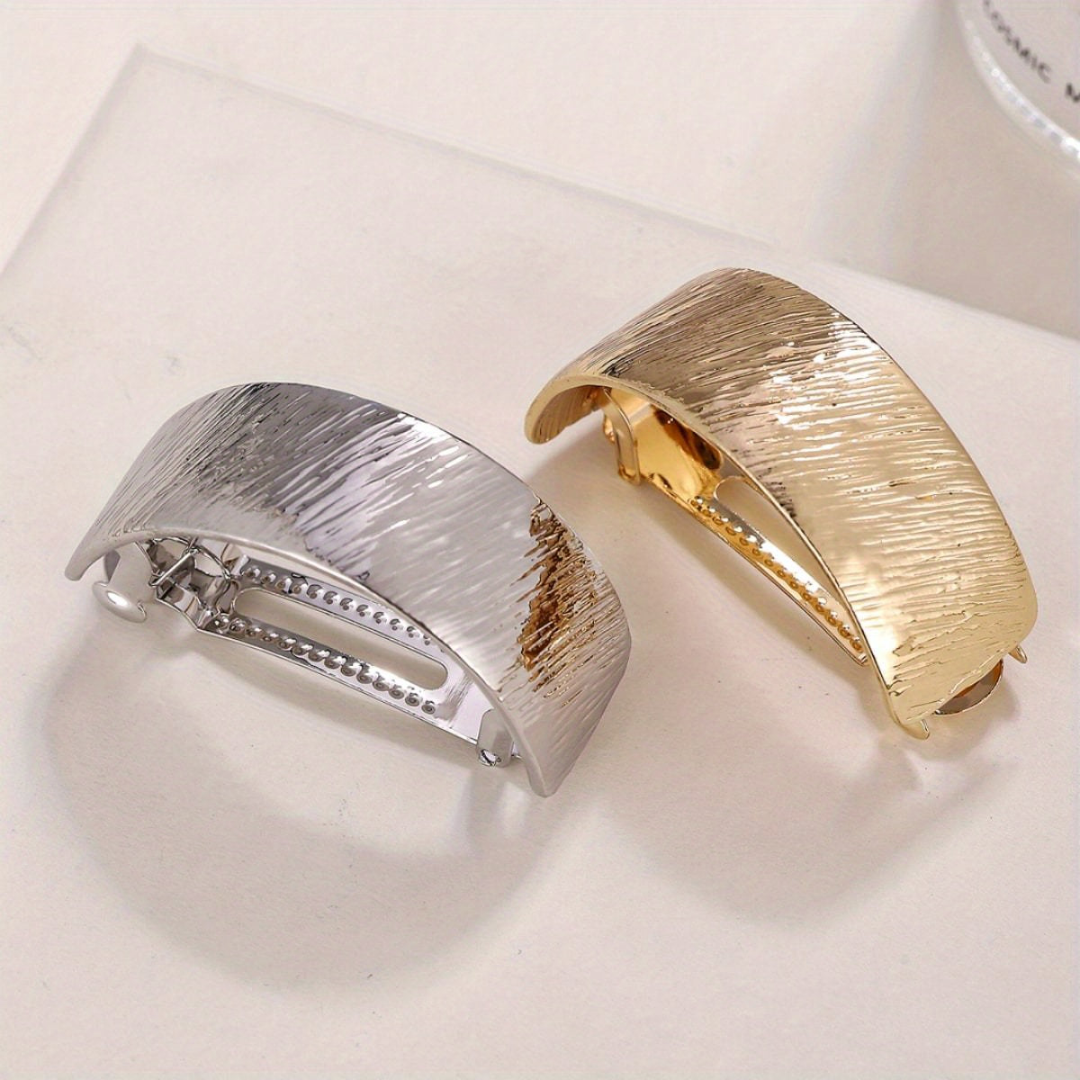 Metallic Hair Cuff Barrette French Style Ponytail Holder